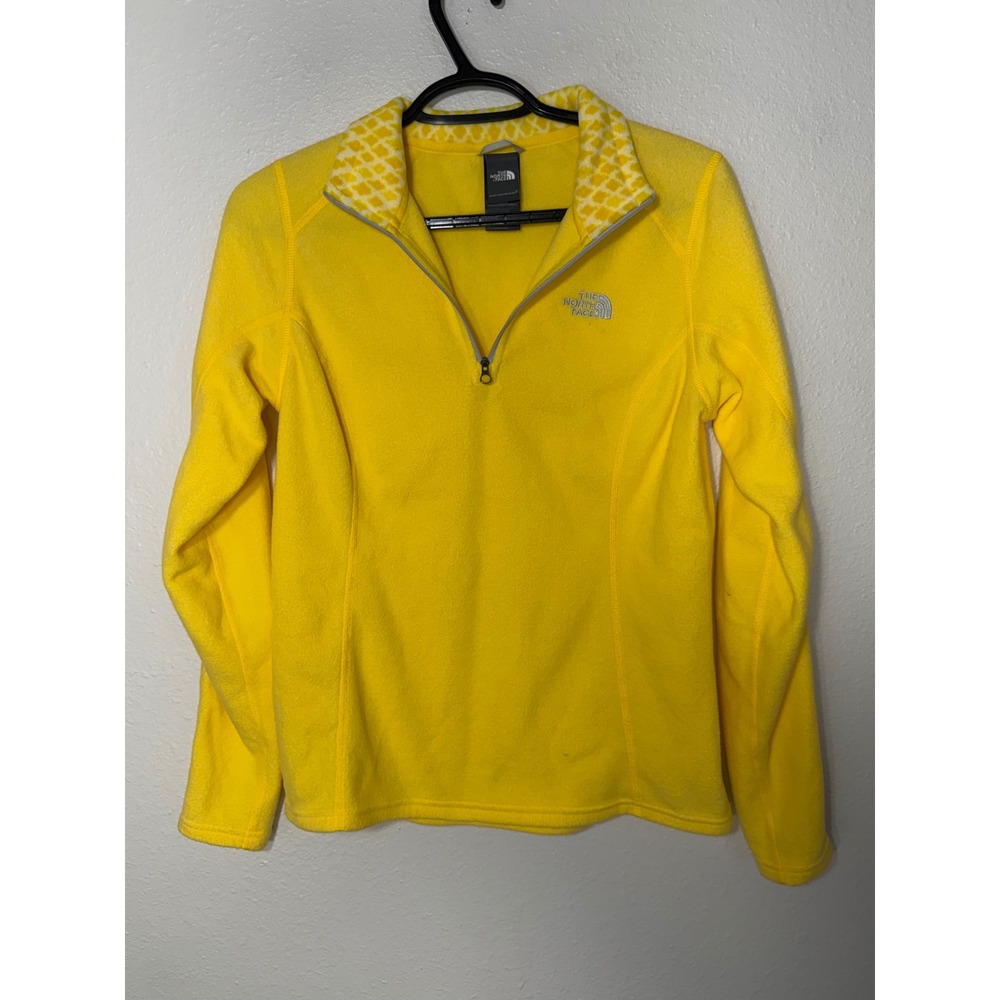 The North Face TKA 100 Glacier 1/4 Zip Fleece Pullover Yellow Womens Small